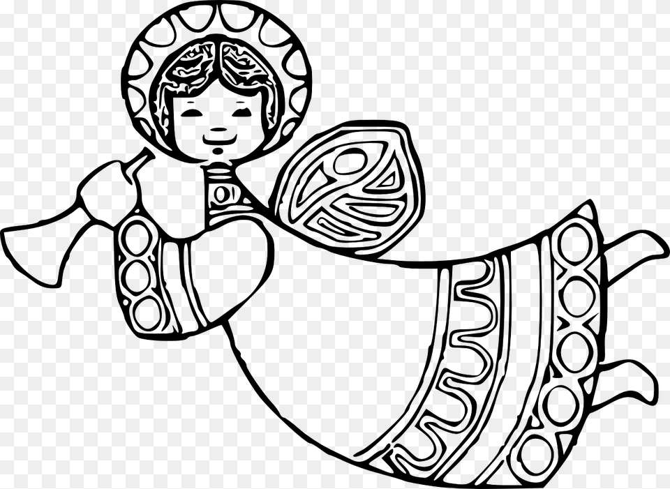 How To Draw An Angel 2 Christmas Angel Clipart Black And White, Gray Free Png Download