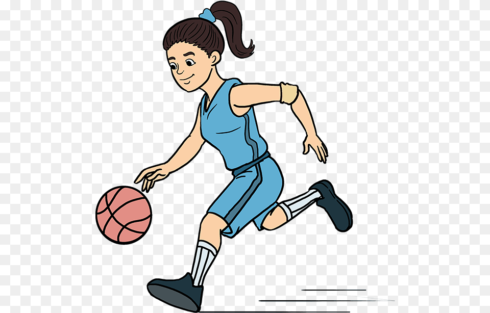 How To Draw Basketball Player Draw A Basketball Player Dribbling, Adult, Female, Person, Woman Png Image