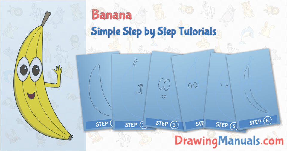 How To Draw Cartoon Banana Kids Toddlers Easy Step Saba Banana, Food, Fruit, Plant, Produce Free Transparent Png