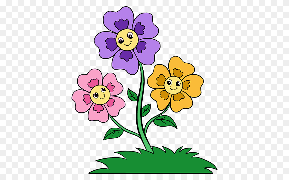 How To Draw Cartoon Flowers Easy Step, Anemone, Art, Flower, Graphics Free Png