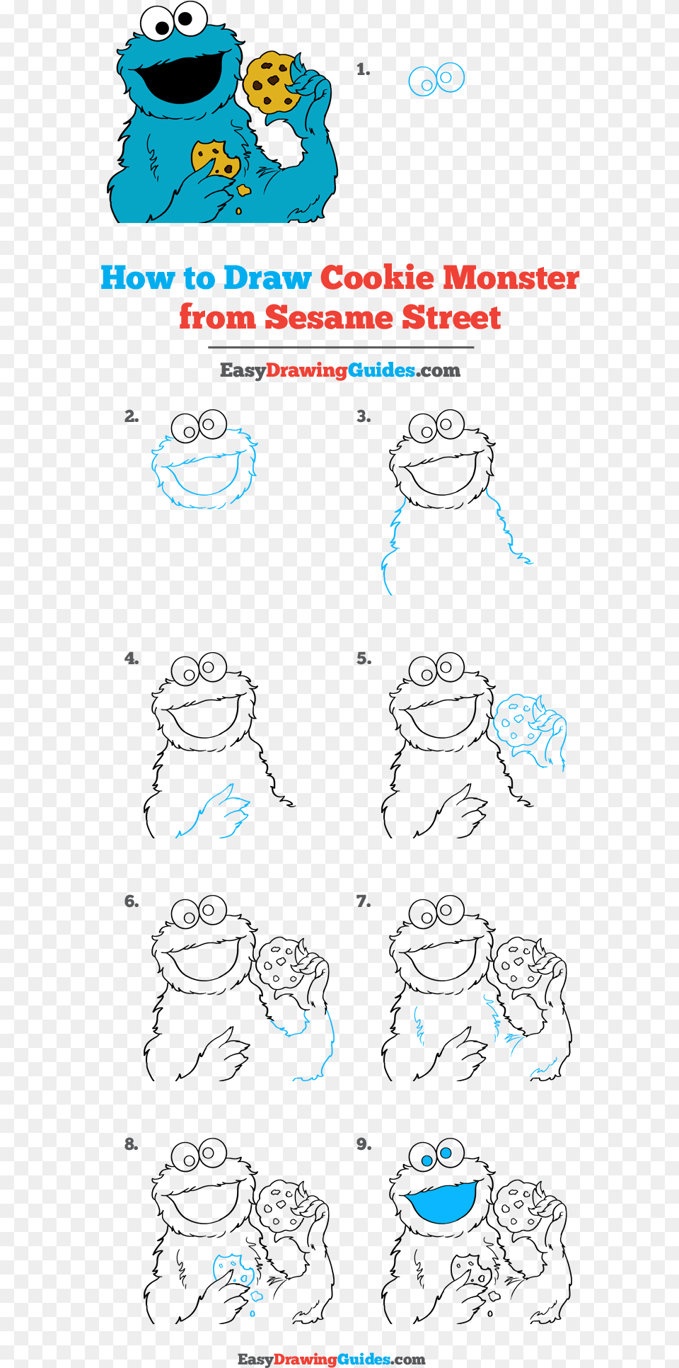 How To Draw Cookie Monster From Sesame Street Draw Cookie Monster Step By Step, Outdoors, Nature, Person, Face Free Transparent Png