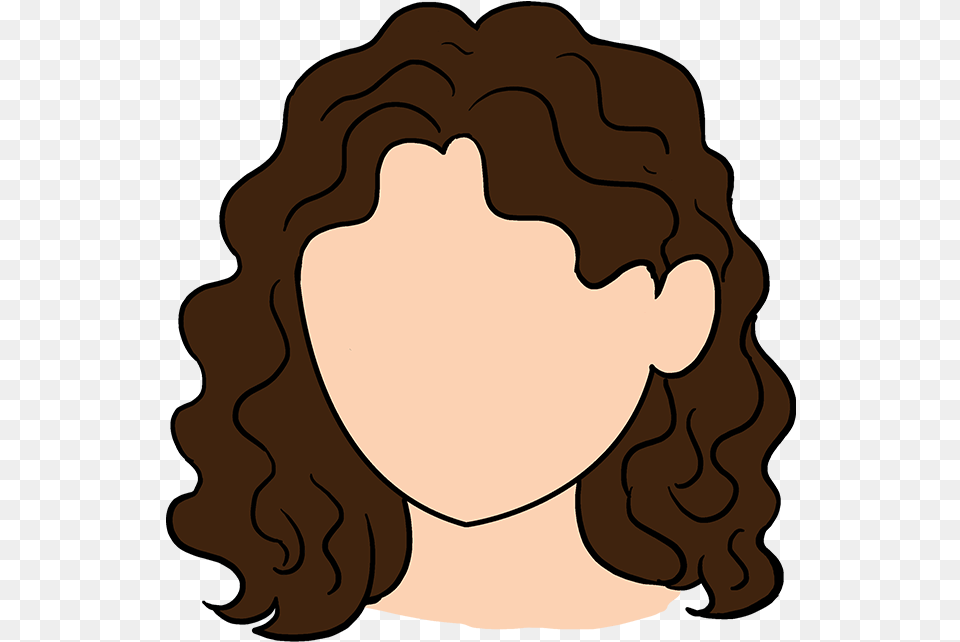 How To Draw Curly Hair Easy Anime Girl Drawing With Curly Cartoon Girl With Curly Hair, Head, Person, Face, Photography Free Transparent Png