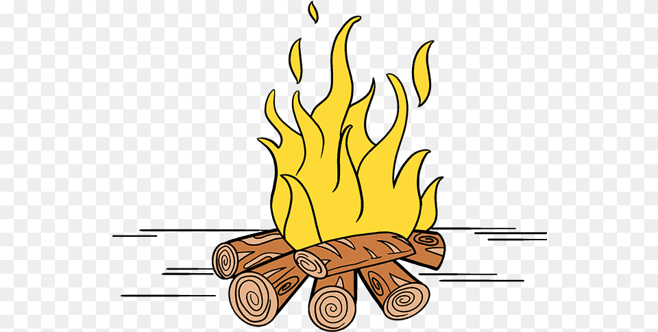 How To Draw Fire Draw A Cartoon Fire, Flame, Bonfire Png Image