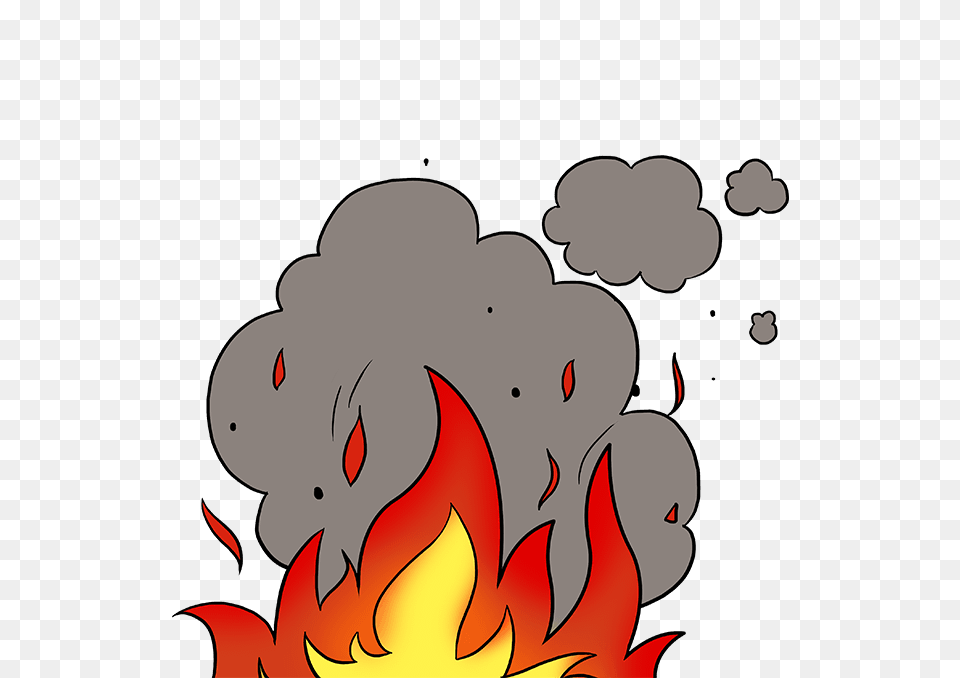 How To Draw Flames And Smoke Step By Step How To Fire And Smoke Cartoon, Flame, Art Free Transparent Png