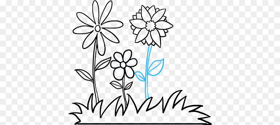 How To Draw Flower Garden Draw A Flower Garden, Light, Outdoors, Nature, Pattern Png Image