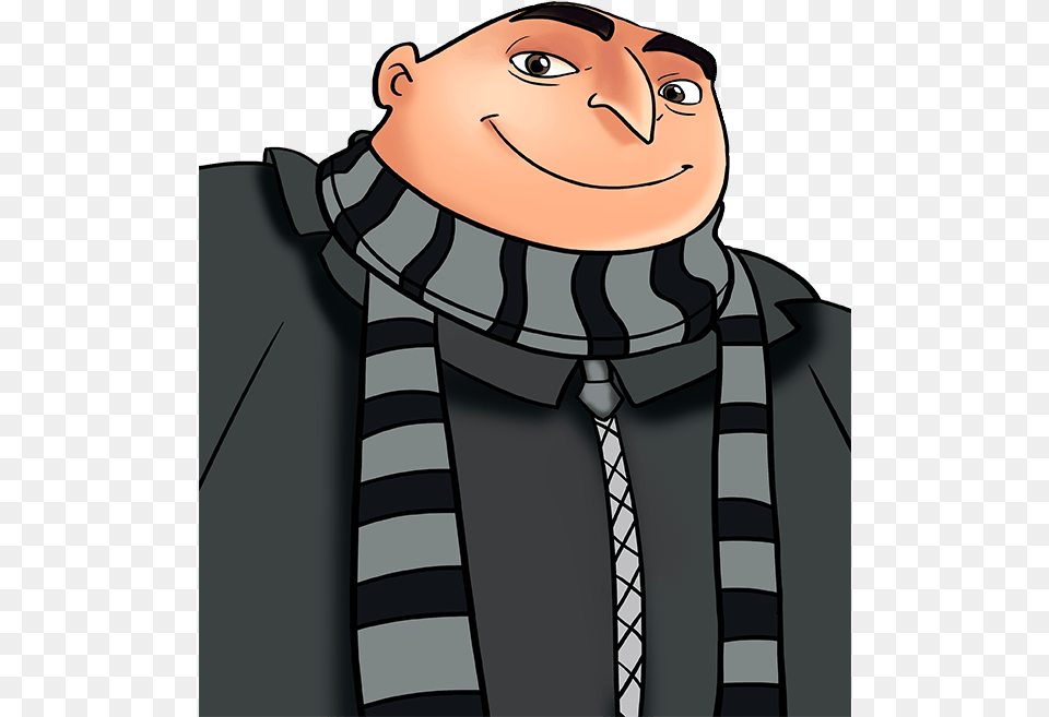 How To Draw Gru Despicable Me Easy Drawing, Clothing, Scarf, Person, Face Free Png Download