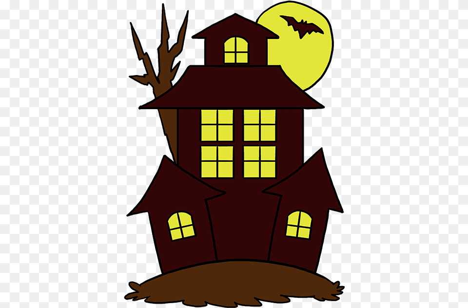 How To Draw Haunted House Haunted House Drawing Easy, Outdoors Png Image