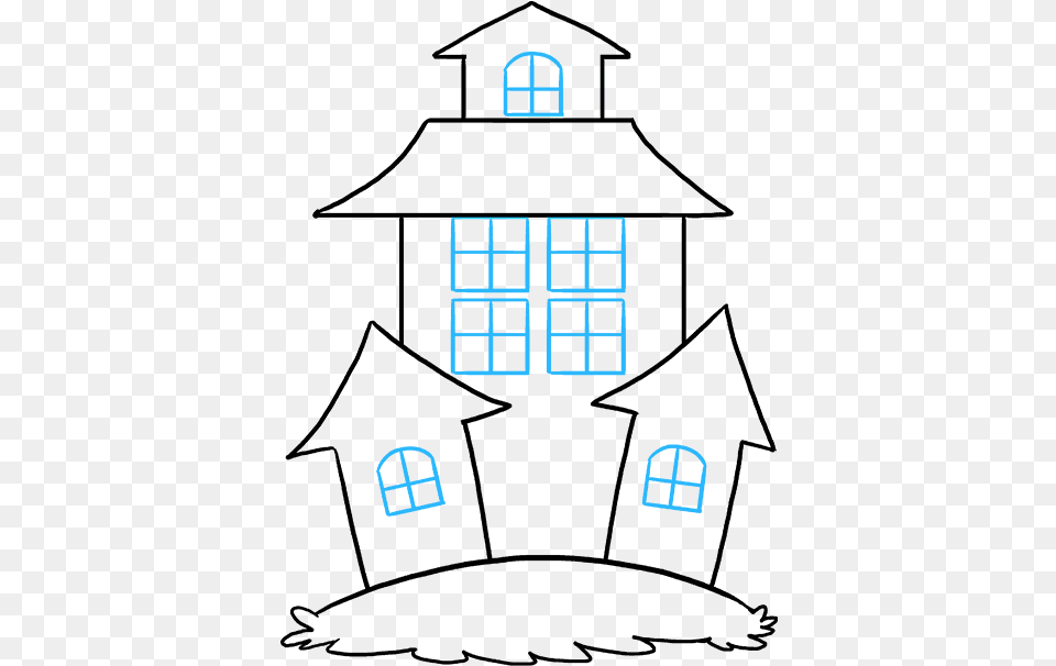 How To Draw Haunted House Haunted House Drawing Easy Free Transparent Png