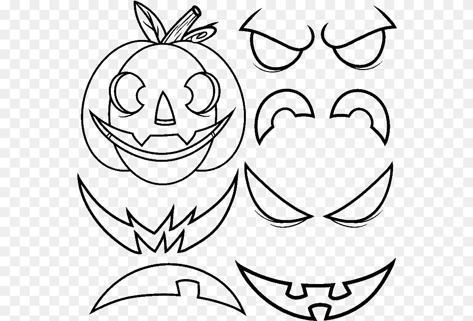 How To Draw Jack O Lantern Easy Jack O Lantern Drawing, Stencil, Art Free Png