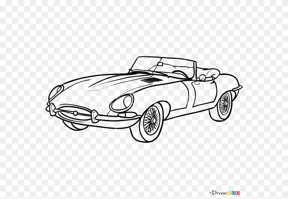 How To Draw Jaguar E Antique Car, Lighting Free Png