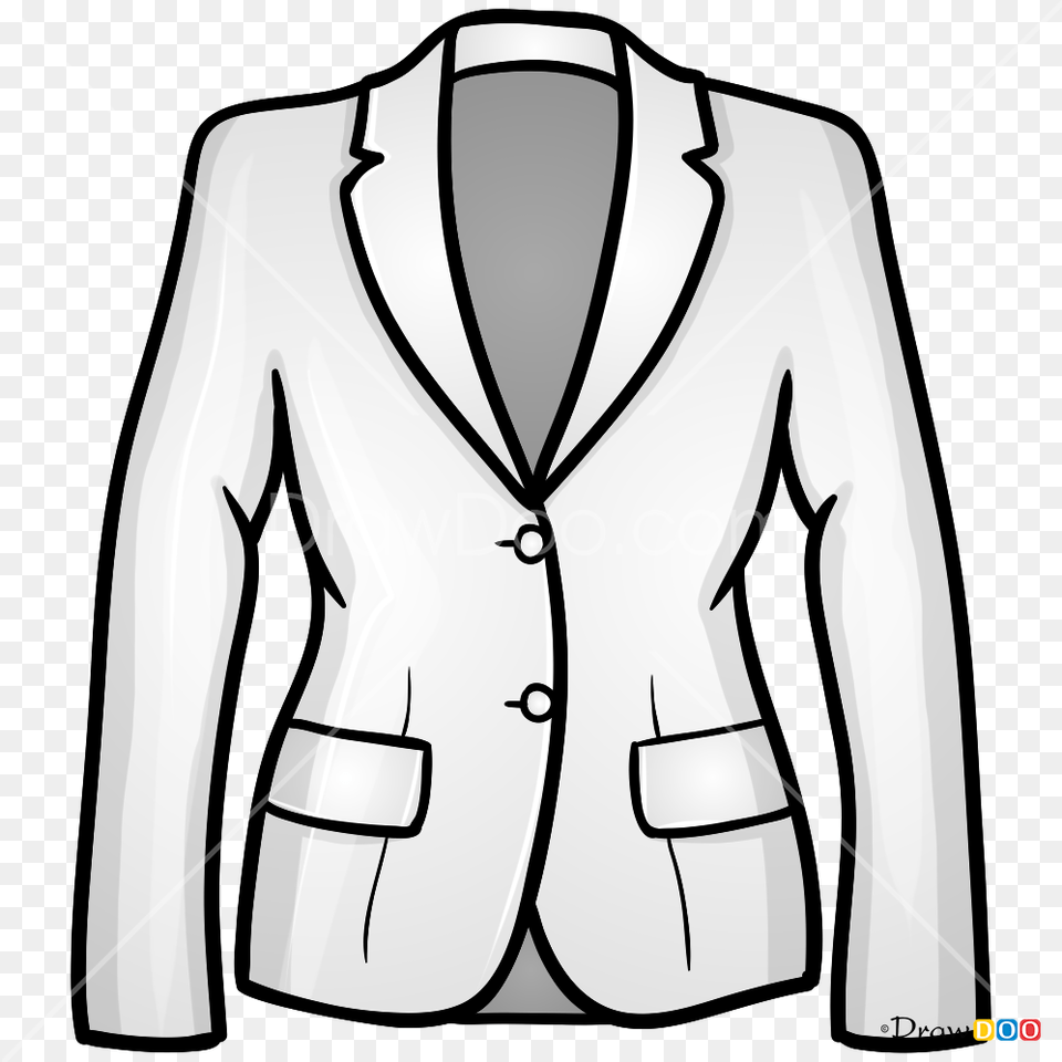 How To Draw Ladies Jacket Clothes Draw A Blazer, Clothing, Coat, Formal Wear, Suit Free Png