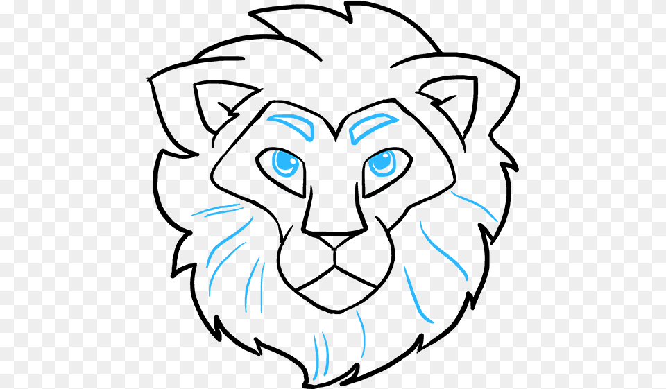 How To Draw Lion Head Draw A Lion Face, Animal, Cat, Mammal, Pet Free Png