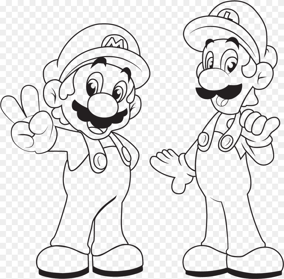 How To Draw Mario And Luigi Step Mario And Luigi Drawings Easy, Cartoon, Person Free Png
