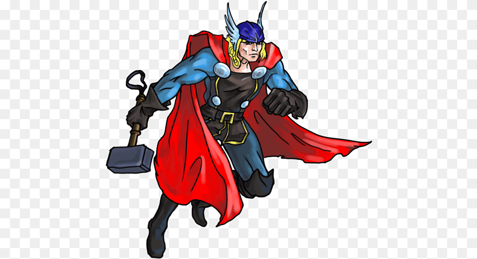 How To Draw Marvel Characters And Marvel Heroes Vector Thor Full Body Drawing, Cape, Clothing, Person, Book Free Png Download