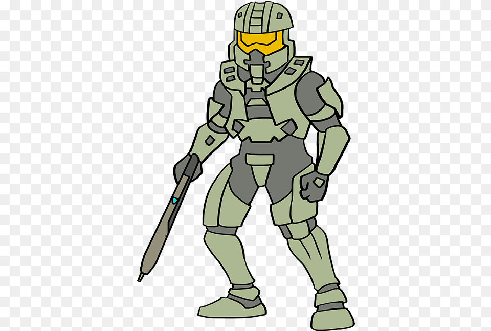 How To Draw Master Chief From Halo Halo Master Chief Drawing, Adult, Male, Man, Person Free Transparent Png