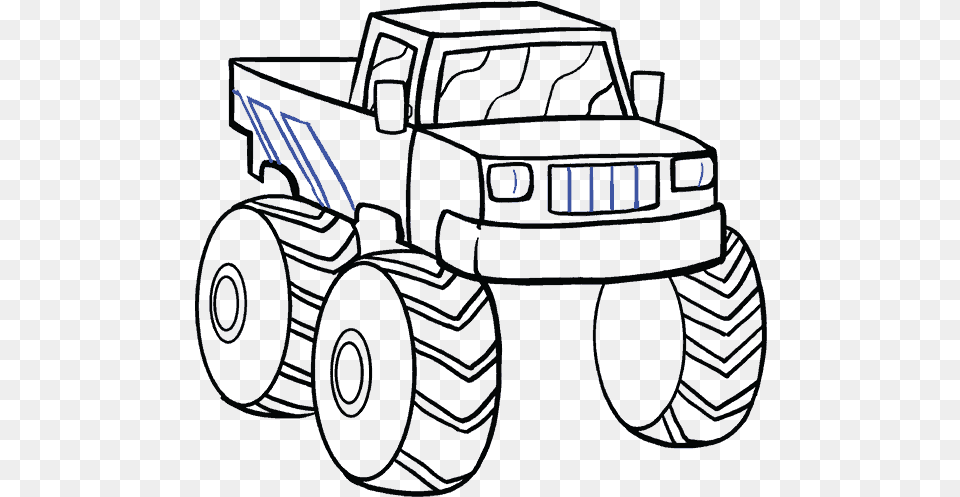 How To Draw Monster Truck Cartoon Monster Truck Drawing, Transportation, Vehicle, Car Free Png