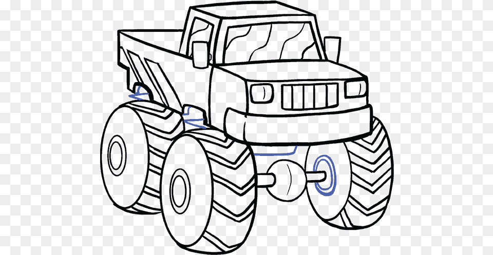 How To Draw Monster Truck Easy Monster Truck Drawing, Car, Transportation, Vehicle, Machine Png