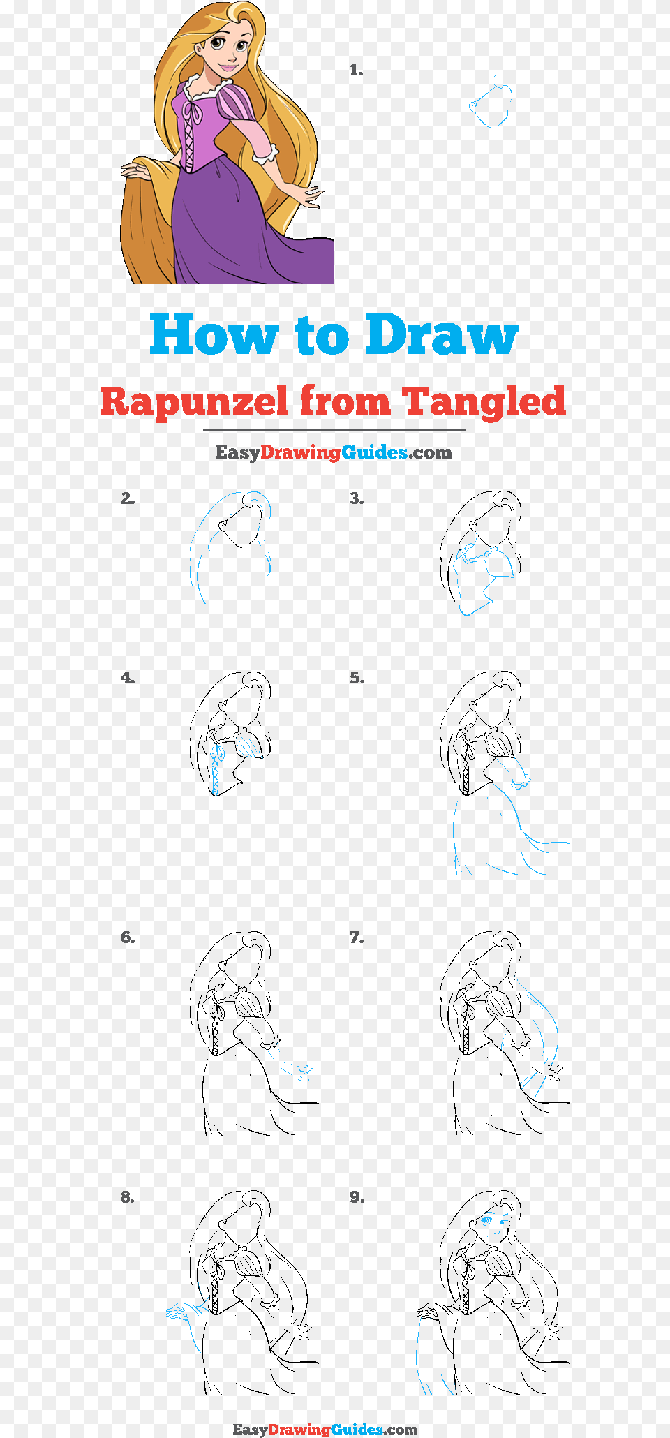 How To Draw Rapunzel From Tangled Draw Rapunzel Step By Step, Book, Comics, Publication, Adult Png