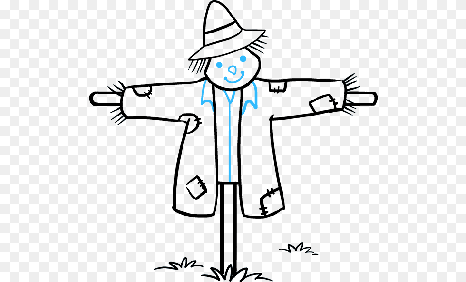 How To Draw Scarecrow Step By Step Scarecrow Drawing, Cross, Symbol Free Transparent Png