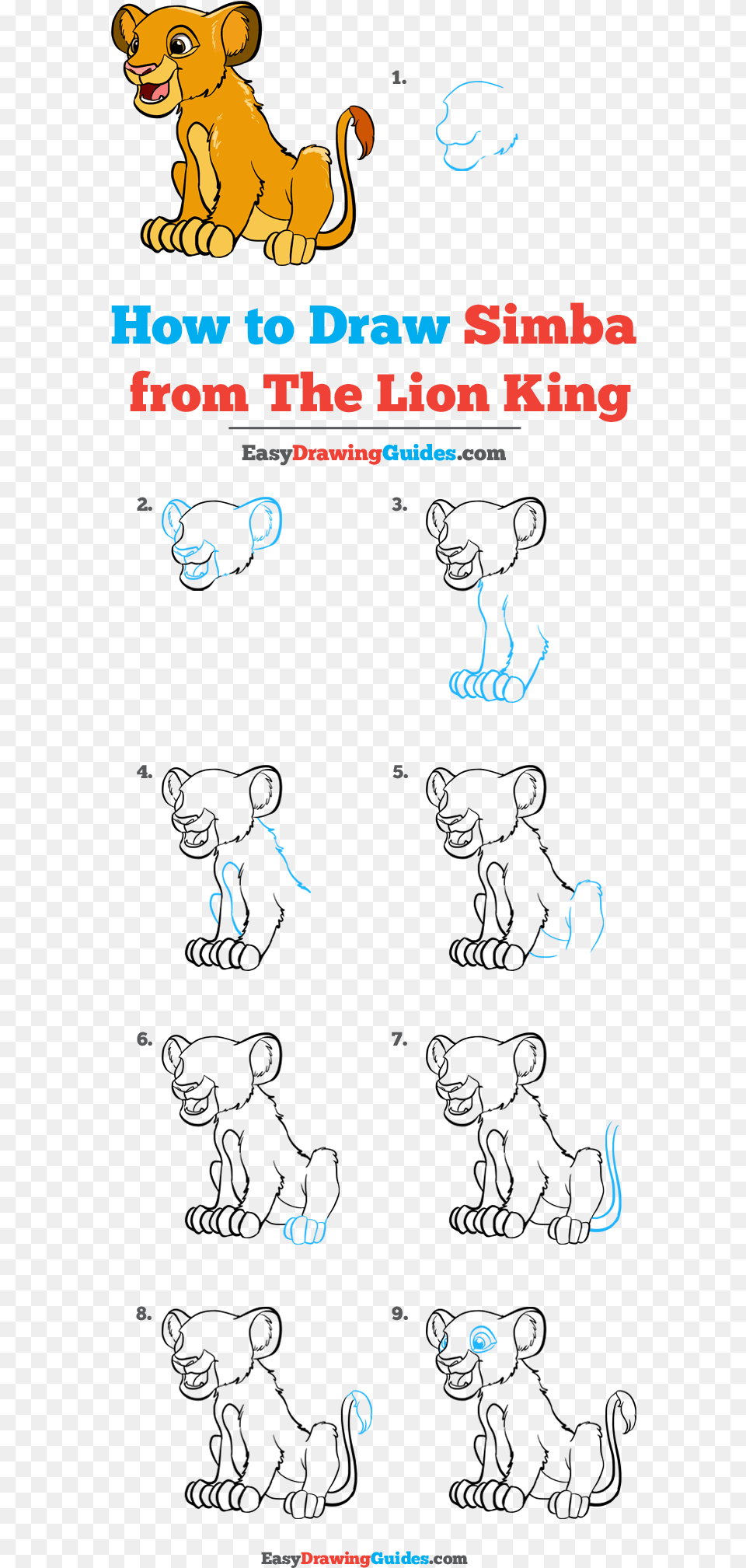 How To Draw Simba From The Lion King Draw Simba From Lion King Easy, Animal, Mammal, Wildlife Free Png