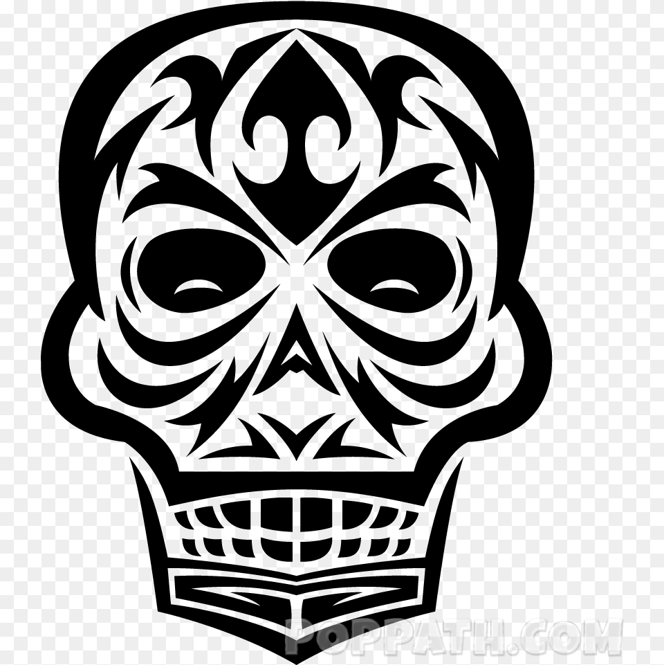 How To Draw Skull Crawler Tattoo And Crossbones Roses Sticker Fcil De Desenhar Free Png Download
