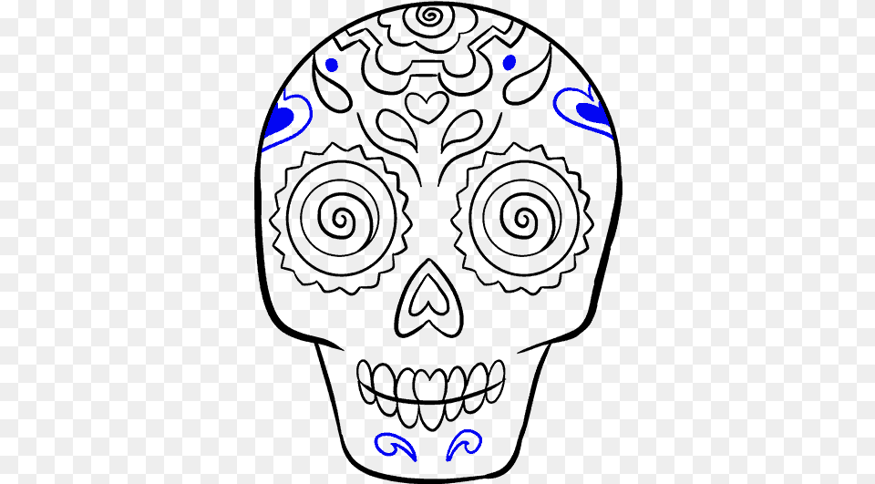 How To Draw Sugar Skull Dia De Los Muertos Skull Drawing, Art Png