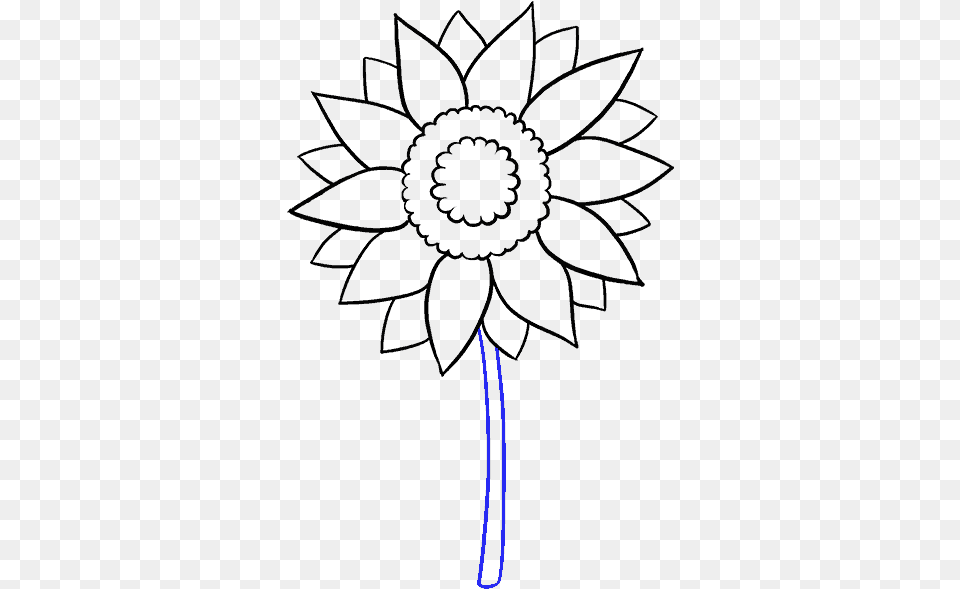 How To Draw Sunflower Aesthetic Sunflower Drawing Easy, Lighting, Sword, Weapon, Racket Free Transparent Png