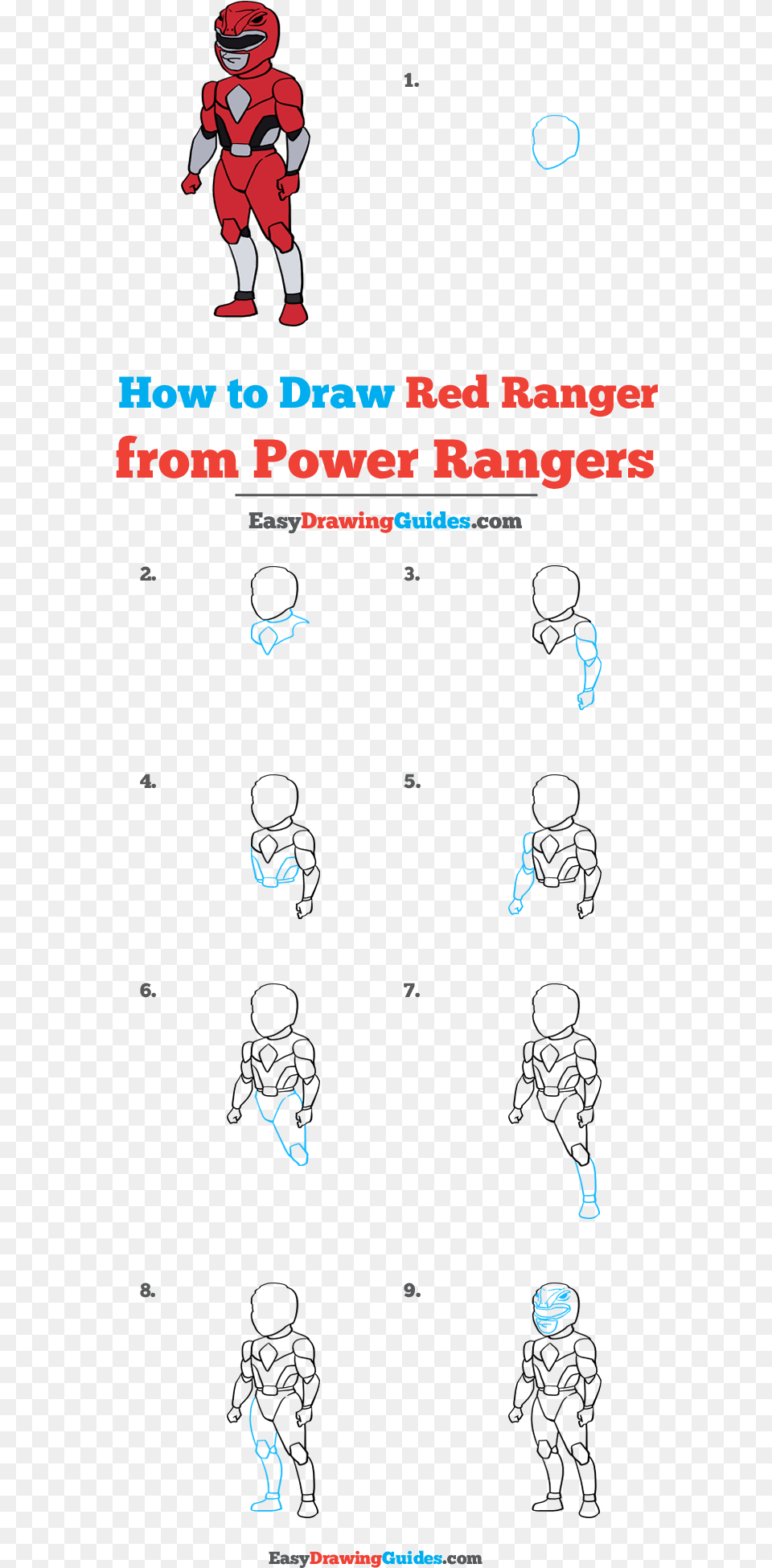 How To Draw The Red Ranger From Power Rangers Power Rangers Drawing Easy, Baby, Person, Book, Publication Free Png