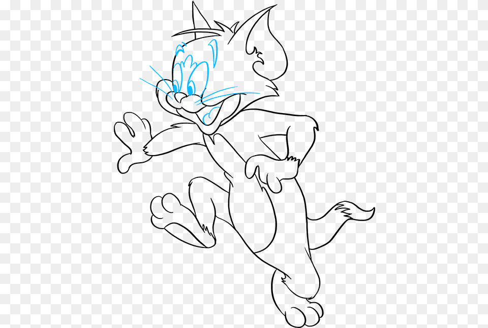 How To Draw Tom From Tom And Jerry Line Art, Floral Design, Graphics, Pattern Png Image