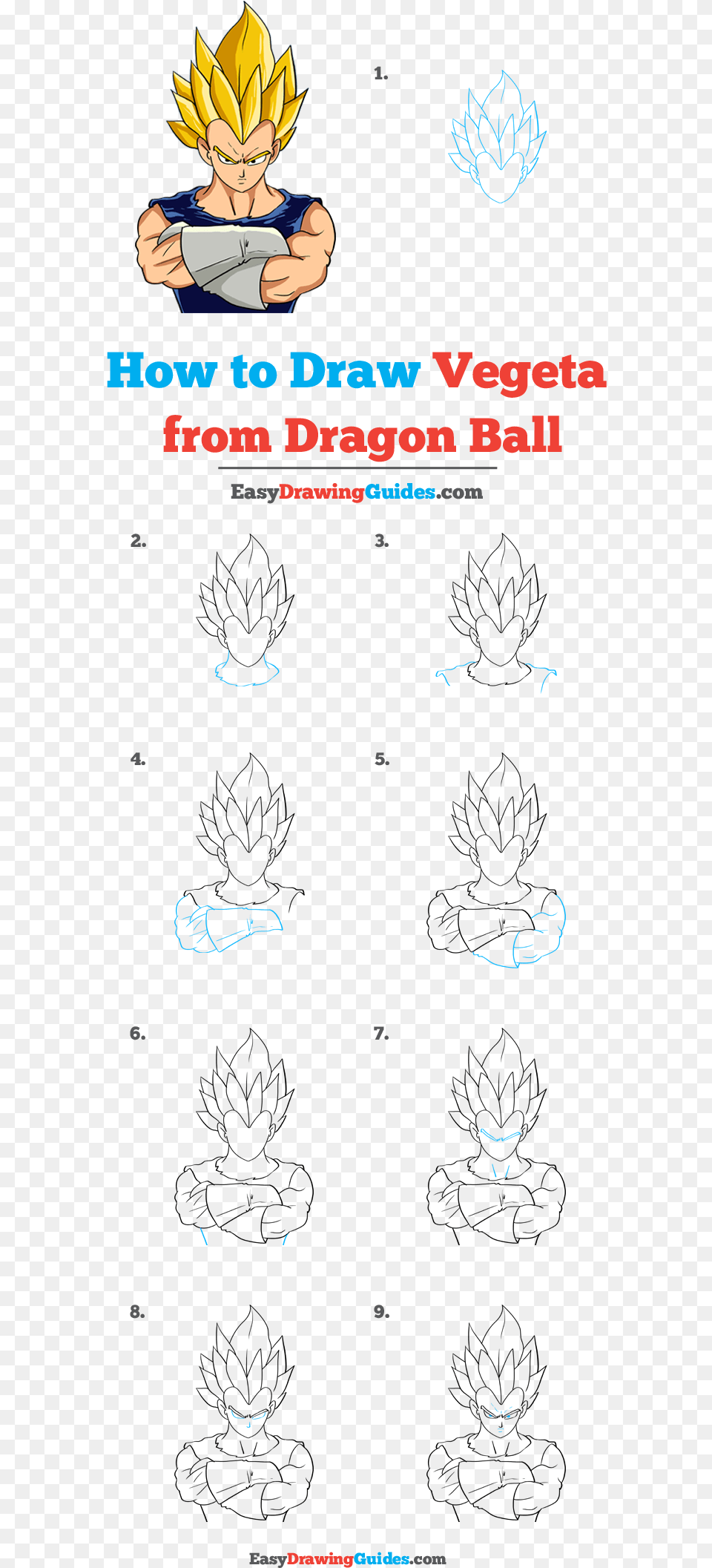 How To Draw Vegeta From Dragon Ball Dragon Ball Drawing Easy, Book, Publication, Baby, Comics Png Image