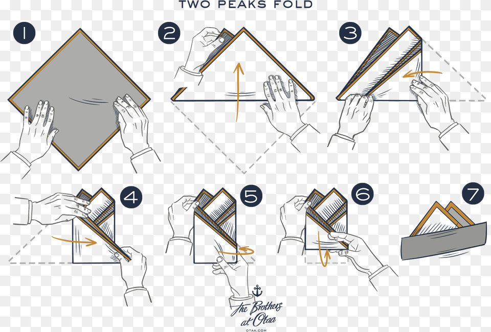 How To Fold A Two Peak Fold Fold A Pocket Square Two Peaks, Clothing, Glove, Adult, Male Png