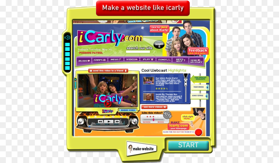 How To Make A Website Like Icarly Icarly Com Icarly Website, Advertisement, Poster, Girl, Person Png Image
