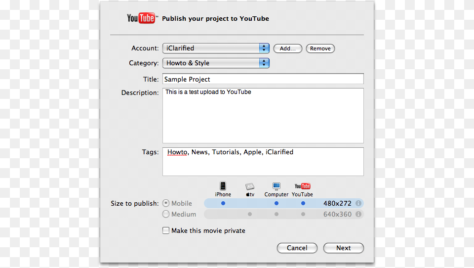 How To Publish An Imovie Project To Youtube Imovie Export, Text, File, Page Png Image