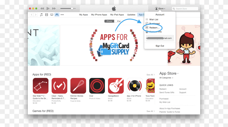 How To Redeem Your Itunes Gift Card Step Product Red App Store, File, Webpage, Baby, Person Free Transparent Png