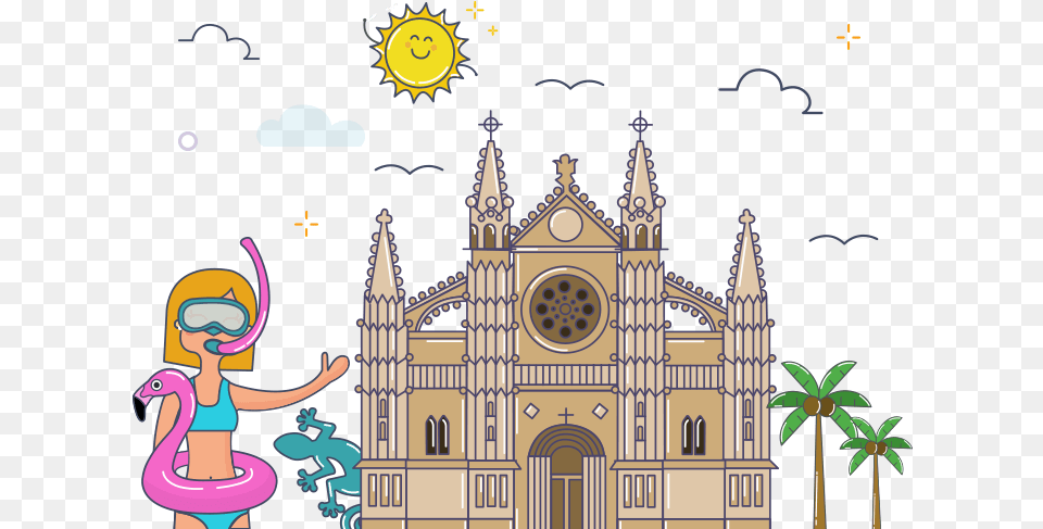 How To Rent A Car In The City Of Palma De Mallorca Illustration, Architecture, Building, Cathedral, Church Png Image