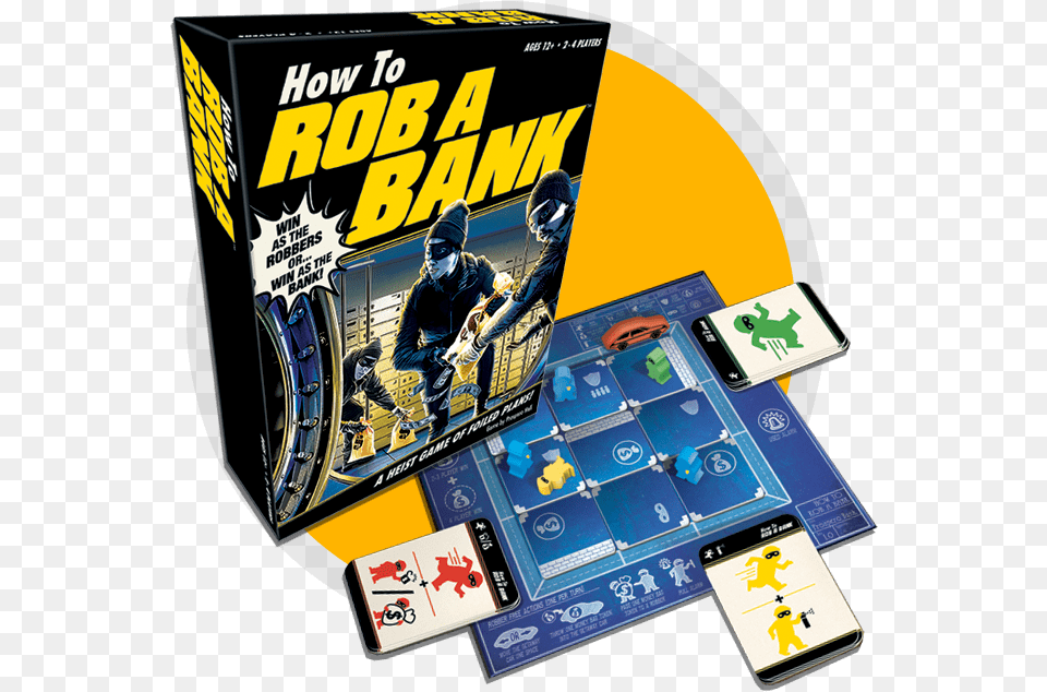 How To Rob A Bank Board Game Contents Rob A Bank Board Game, Person, Adult, Male, Man Free Png