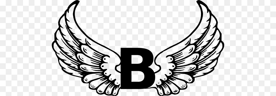 How To Set Use Angel Wings With Letter B Svg Vector Letter B With Angel Wings, Emblem, Symbol, Stencil, Face Free Png