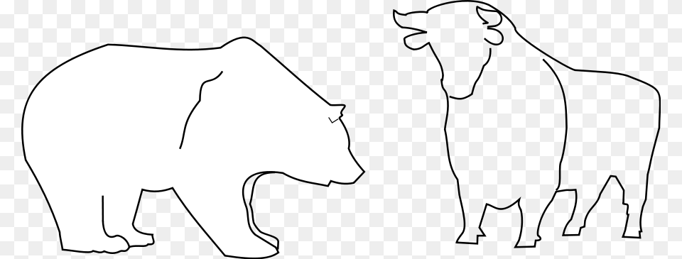 How To Set Use Bull And Bear Clipart, Silhouette, Stencil Png Image