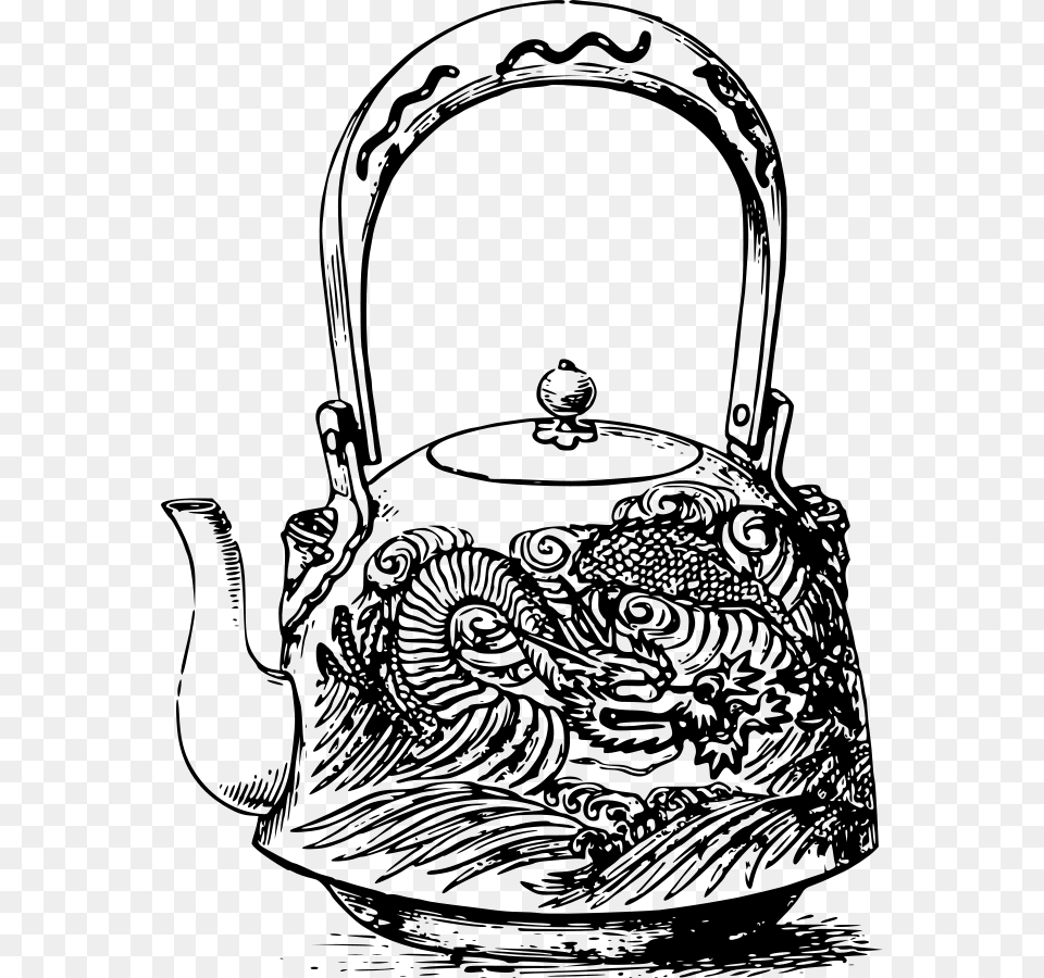 How To Set Use Japanese Dragon Teapot Clipart, Gray Png Image