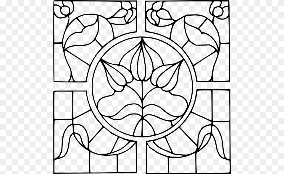 How To Set Use Stained Glass Flowers Outline Clipart, Art, E-scooter, Transportation, Vehicle Free Png Download