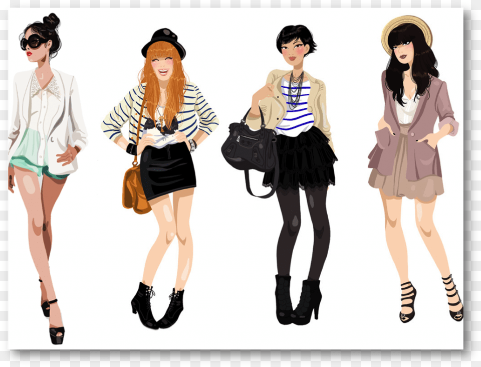 How To Style Your Teen What Is A Personal Stylist Melbourne Cartoon Fashion Models, Accessories, Handbag, Female, Long Sleeve Free Png Download