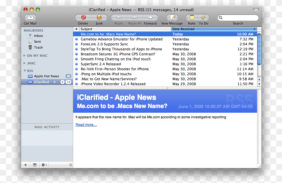 How To View Rss Feeds In Apple Mail Entourage Mail, File, Webpage Png Image