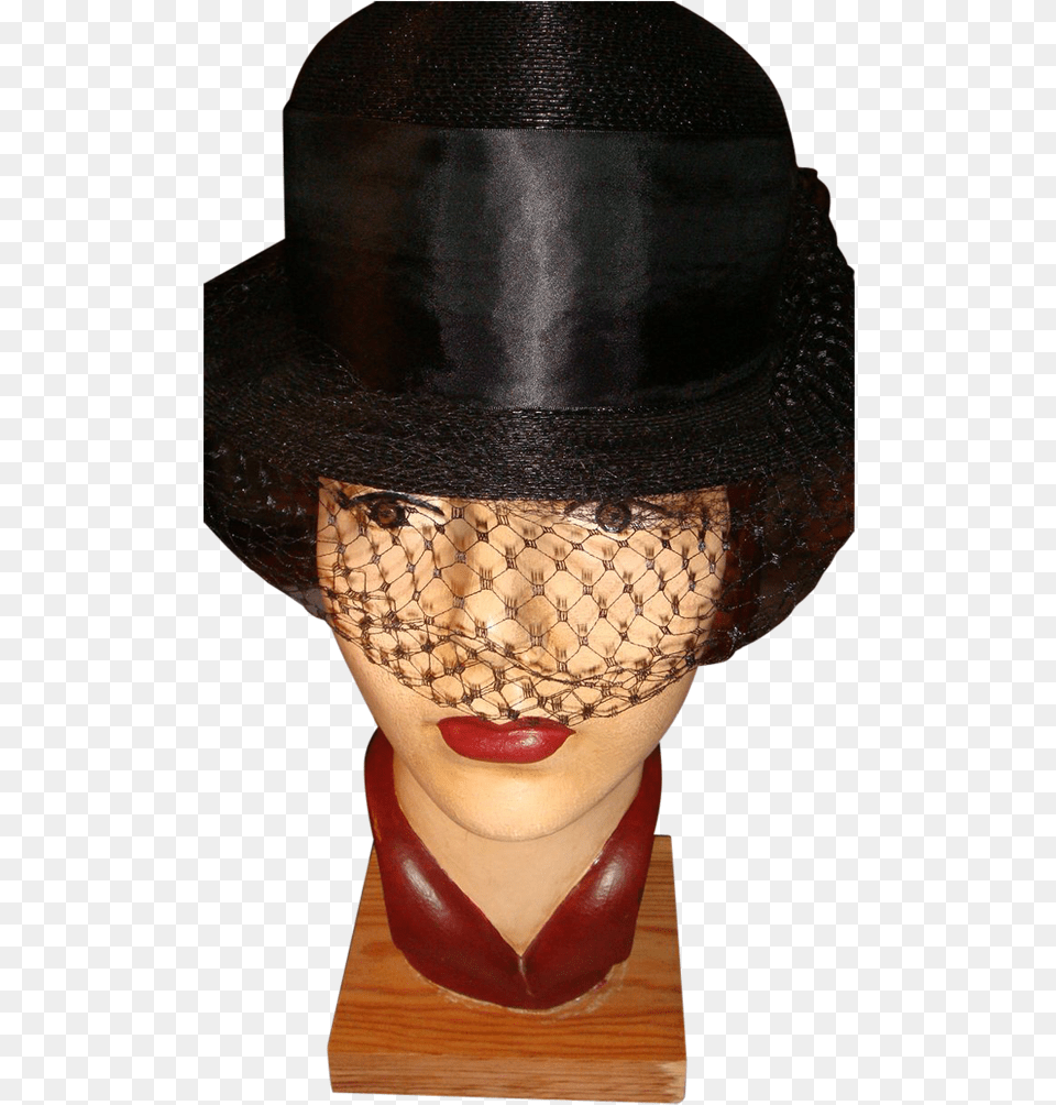 Howard Hodge Original Lady S Black Derby Style Hat Mannequin, Clothing, Adult, Female, Person Free Png