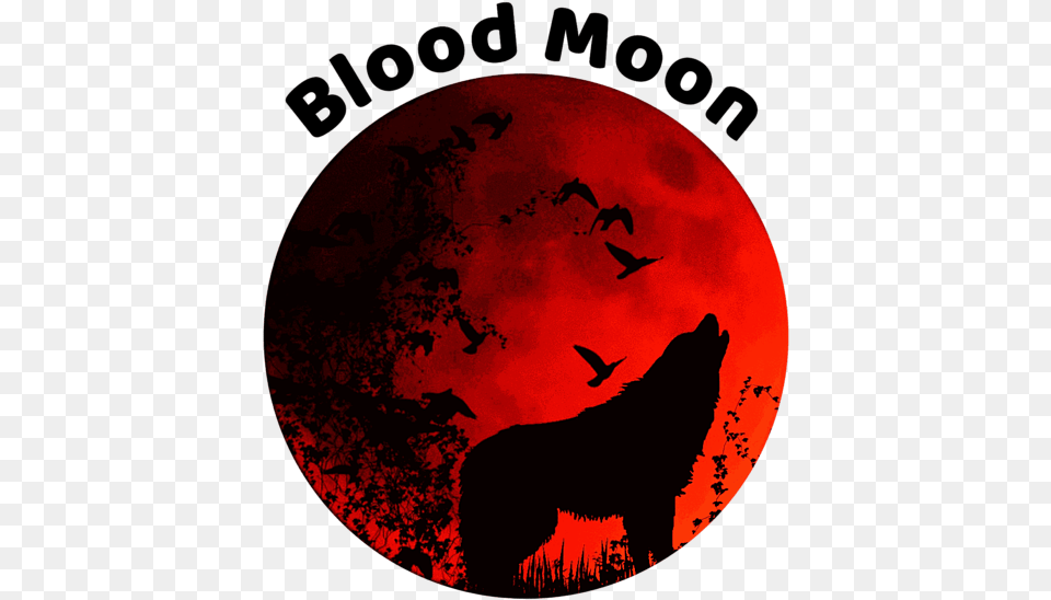 Howling Wolf Blood Moon, Animal, Silhouette, Mammal, Night Free Png Download