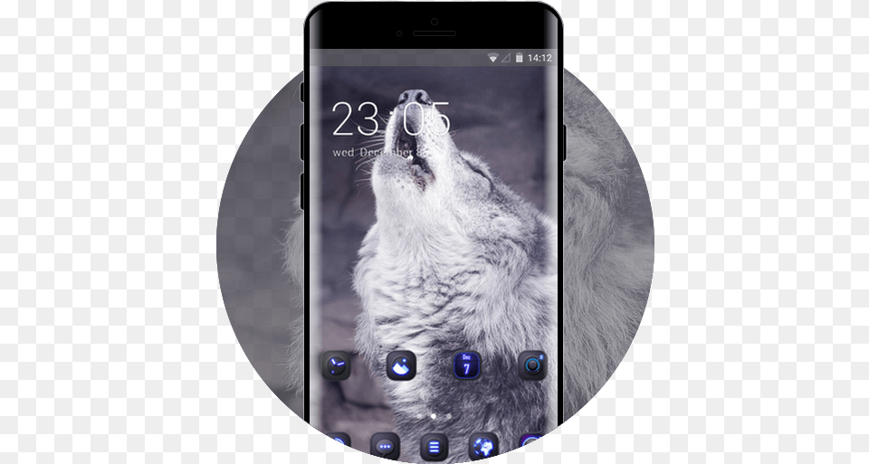 Howling Wolf Free Android Theme Camera Phone, Electronics, Mobile Phone, Animal, Mammal Png Image