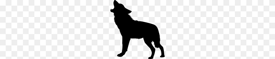 Howling Wolf Silhouette, Gray Png Image