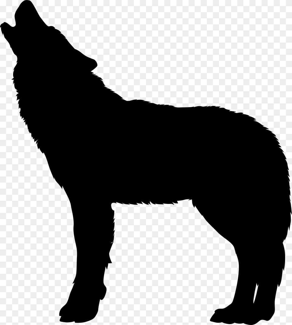 Howling Wolf Silhouette Transparent Clip Art Image, Gray Free Png Download