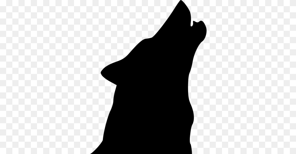 Howling Wolf Silhouette Vector Image, Gray Png