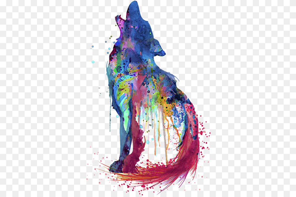 Howling Wolf Watercolor Silhouette Kids T Shirt Watercolor Painting Wolf, Art, Graphics, Modern Art, Purple Free Transparent Png