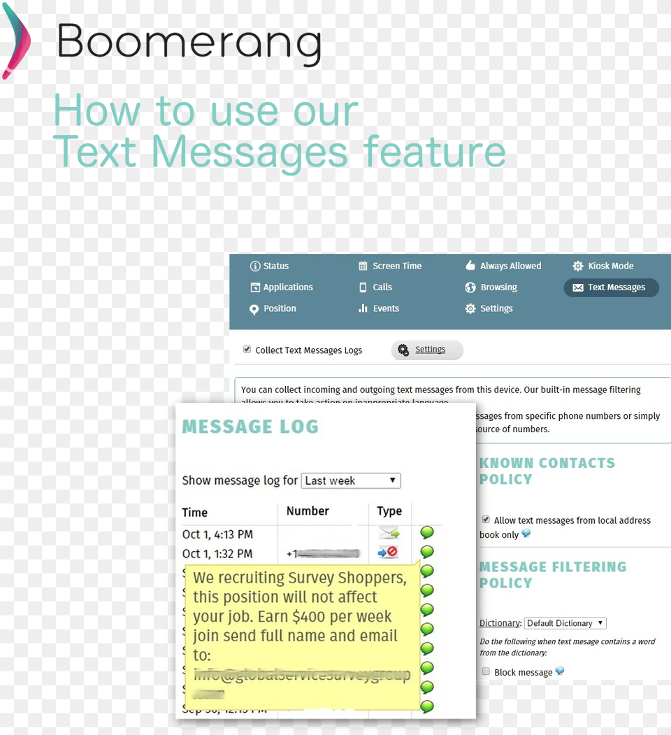 Howto Use Text Messages Feature Boomerang, File, Page, Webpage Png